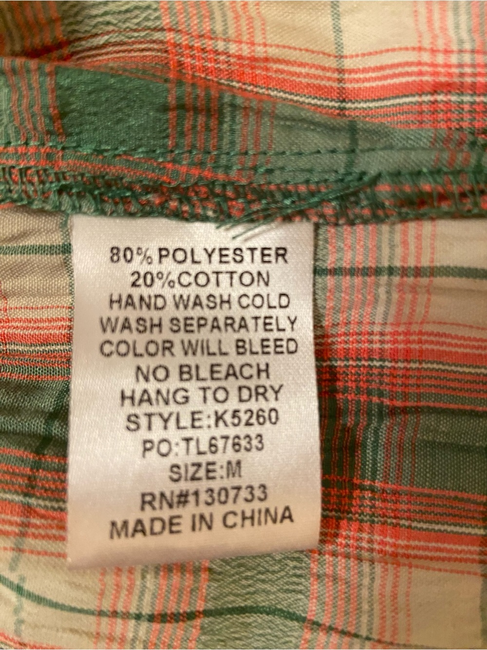 NWT Umgee Green/Pink Plaid Crinkle Babydoll Top - Picture 7 of 7